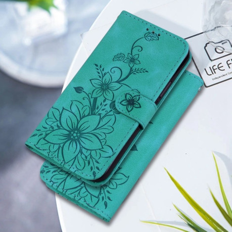 Чохол-книжка Lily Embossed Leather  для Samsung Galaxy S25+ 5G 5G - зелений