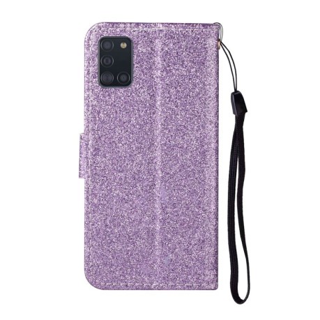 Чехол-книжка Glitter Powder на Samsung Galaxy A31 - фиолетовый