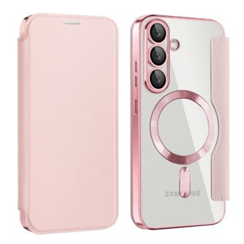 Чехол-книжка Shield MagSafe RFID Anti-theft Leather для Samsung Galaxy S25 5G - розовый