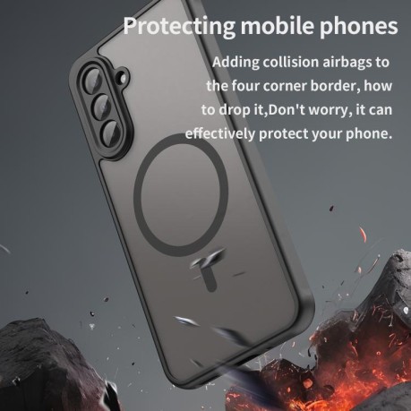 Противоударный чехол Fan Dun Series TPU Hybrid PC Frosted Magsafe для Samsung Galaxy A17 5G - черный