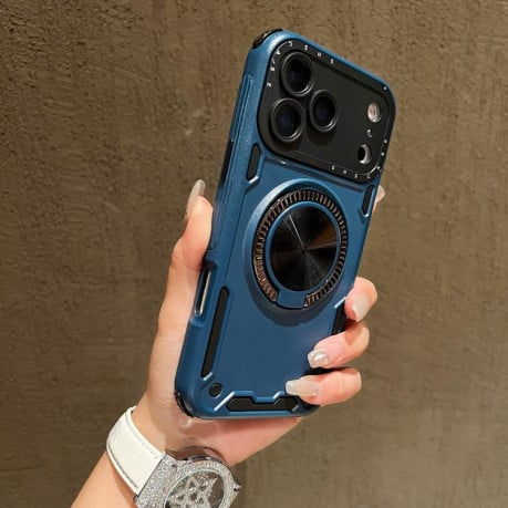 Противоударный чехол Three-core с подстаавкой 360 Rotation Magnetic на iPhone 17 Pro - синий