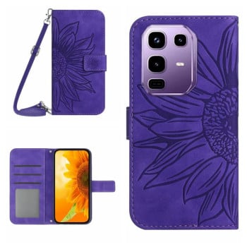 Чохол-книжка Skin Feel з малюнком соняшника на Infinix Note 50 Pro 4G / Note 50 4G - фіолетовий