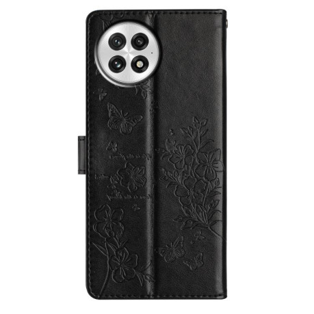 Чехол-книжка Butterflies and Flowers Leather для OnePlus 13 - черный