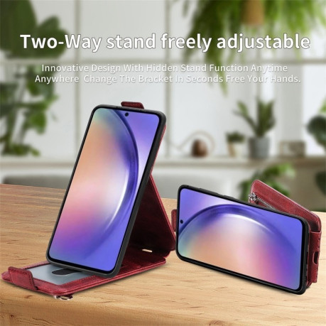 Флип-чехол Zipper Wallet Vertical для Samsung Galaxy A55 5G - красный