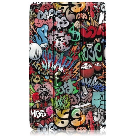 Чехол-книжка Buckle Coloured Drawing для Realme Pad Mini 8.7- Graffiti