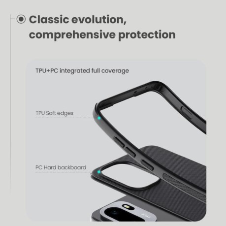 Чохол NILLKIN Frosted Shield Pro, гібрид з матовим покриттям на OnePlus Ace 6 — чорний