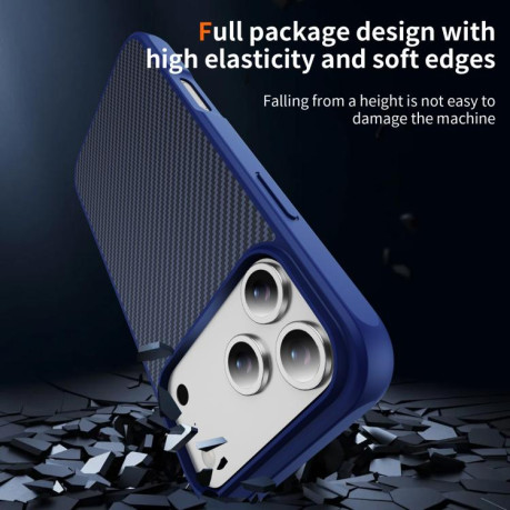 Ударозащитный чехол Carbon Fiber Texture Skin-feel Acrylic на iPhone 17 Pro Max - синий