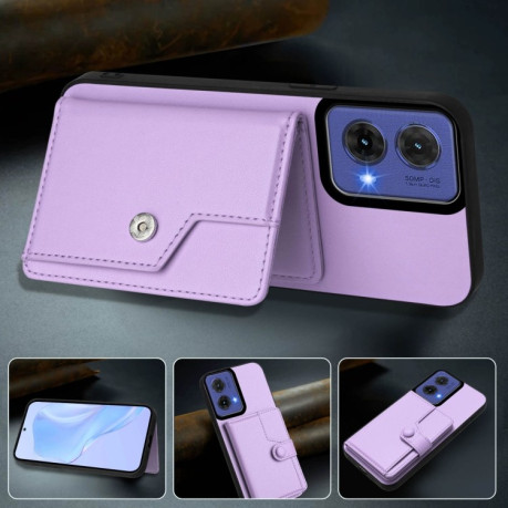 Ударозащитный чехол EU Version Button Card Bag RFID Anti-theft для Motorola Moto G85 - фиолетовый