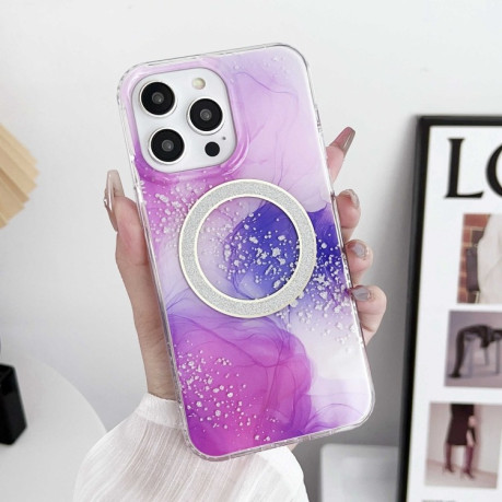 Чохол IMD Marble Magsafe для iPhone 15 - фіолетовий