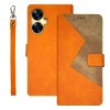 Чехол-книжка idewei Two-color Splicing для Realme C55 4G - оранжевый