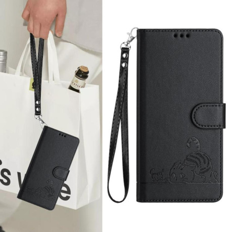 Чехол-книжка Cat Embossing Pattern на Xiaomi Redmi Note 14 4G 164.84mm - черный
