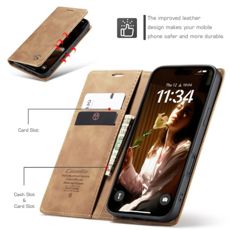 Чехол-книжка CaseMe-013 Multifunctional на  iPhone 16 Pro - кофейный