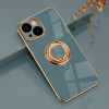 Противоударный чехол 6D Electroplating Full Coverage with Magnetic Ring для  iPhone 14 Plus - серый