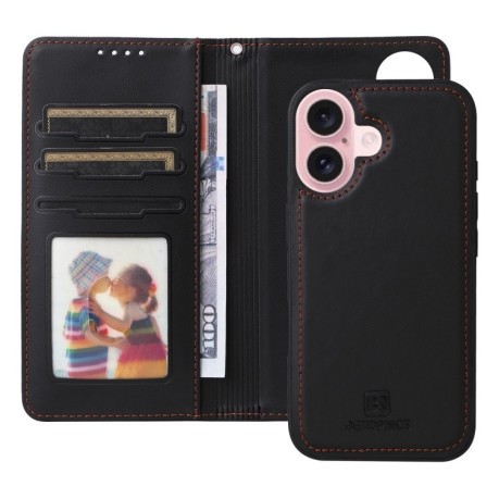 Чохол-книжка BETOPNICE BN-005 2 in 1 Detachable Imitate Genuine Leather для iPhone 16 - чорний