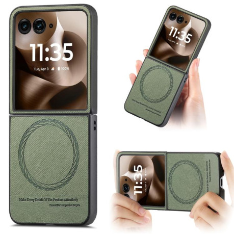 Чехол Twill Fabric Leather Skin Magnetic для Motorola Razr 60 Ultra - зелений