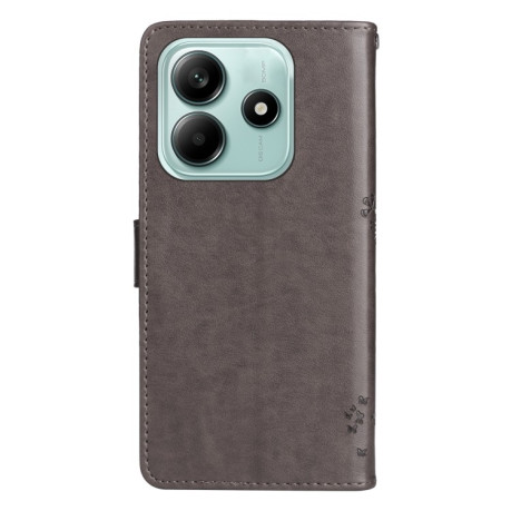 Чехол-книжка Happy Cat Pattern для Xiaomi Redmi Note 14 5G/Poco M7 Pro 5G - серый