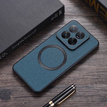Противоударный чехол CD Magnetic Cloth Texture для Xiaomi 14T - зеленый