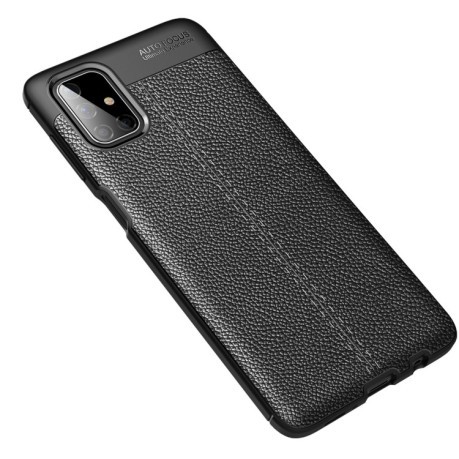 Противоударный чехол Litchi Texture на Samsung Galaxy M51 - черный