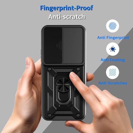 Чохол із шторкою на камеру Sliding Camshield та підставкою для Infinix Hot 60 Pro 4G — чорний