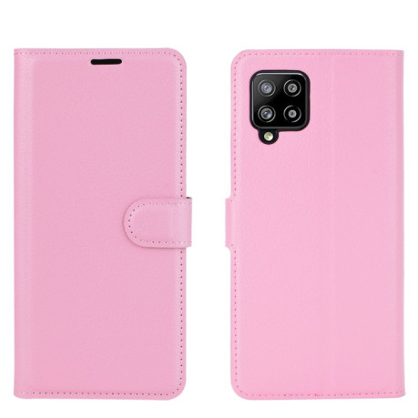 Чехол-книжка Litchi Texture на Samsung Galaxy A42 - розовый