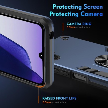 Ударозащитный чехол Metal Ring Holder для Samsung Galaxy A07 4G - синий