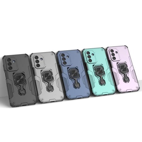 Противоударный чехол Metal Kickstand TPU Hybrid PC на Samsung Galaxy A17 5G - черный