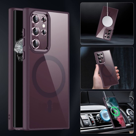 Противоударный чехол Acrylic PC MagSafe Magnetic(без защиты камеры) для Samsung Galaxy S23 Ultra 5G - красный