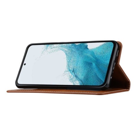Кожаный чехол-книжка Knead Skin Texture на Samsung Galaxy A54 5G - коричневый