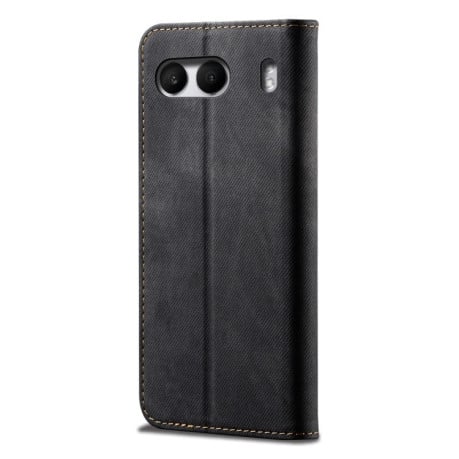 Чохол-книжка з джинсовою тканиною casual на OnePlus Nord 4 - чорний