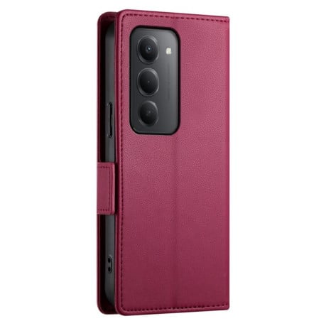 Чехол-книжка Side Buckle Magnetic Frosted Leather на Xiaomi Redmi 15 5G / 4G EU 171mm - винно-красный