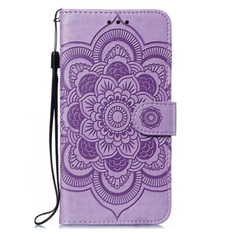 Чехол-книжка Sun Mandala Embossing Pattern для Motorola Edge 50 Pro - фиолетовый