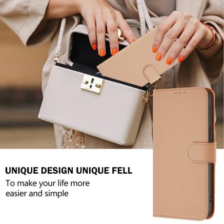 Чехол-книжка с мягким покрытием (Skin Feel) со шнурком на Infinix Smart 10 4G - Nude