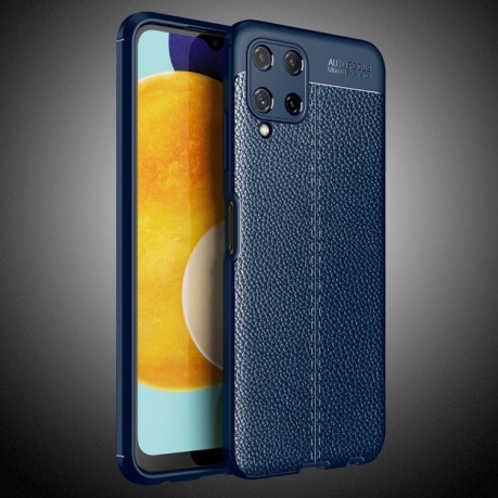 Протиударний чохол Litchi Texture на Samsung Galaxy M32/A22 4G - синій