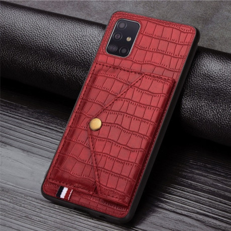 Чехол Crocodile Pattern Shatter-resistant на Samsung Galaxy A51/ M40s -красный