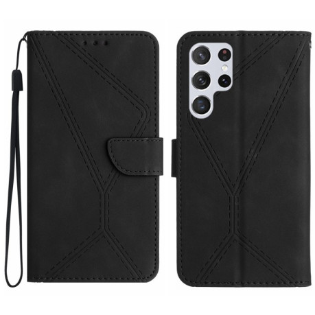 Чехол-книжка Stitching Embossed Leather для Samsung Galaxy S25 Ultra 5G - черный