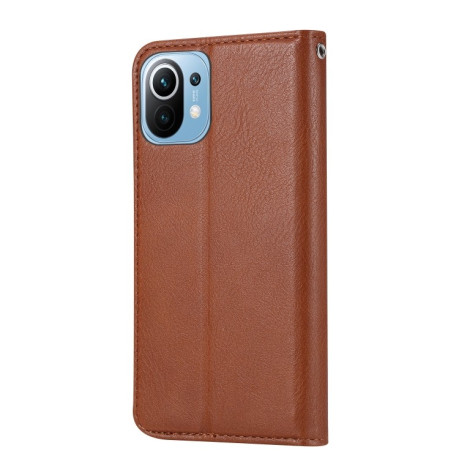 Чохол-книжка Knead Skin Texture на Xiaomi Mi 11 Lite/Mi 11 Lite NE - коричневий