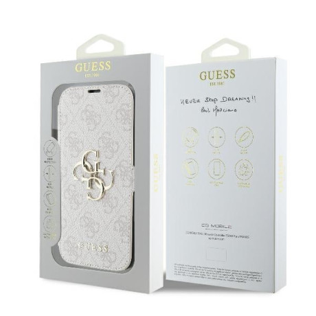 Оригінальний чохол-книжка Guess 4G Metal Logo для iPhone 16 Pro Max - Pink
