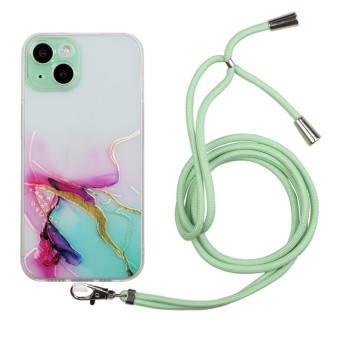 Чохол Hollow Marble Pattern with Neck для iPhone 14 Plus - зелений