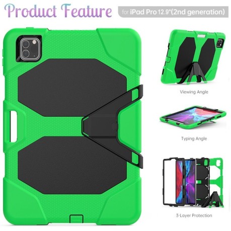 Противоударный чехол Shockproof Colorful на iPad Pro 12.9  (2020) -зеленый