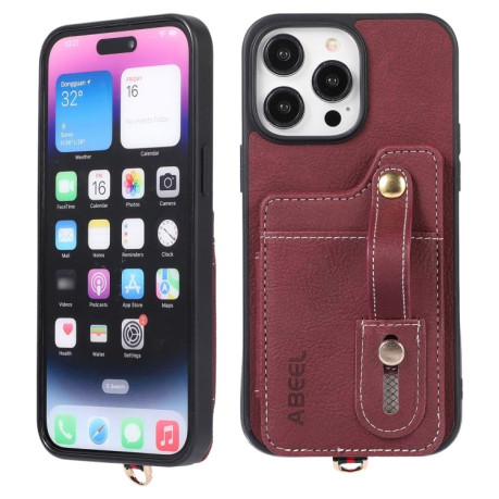 Чохол протиударний ABEEL Litchi Texture Card Bag для iPhone 15 Plus - фіолетовий