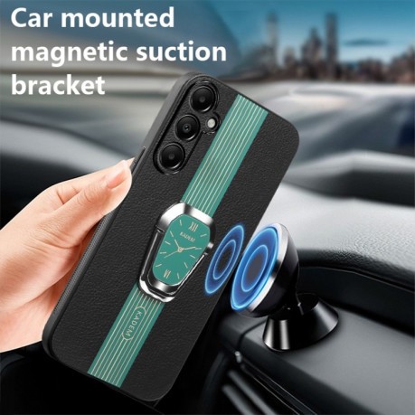 Чохол Magnetic Litchi Leather Back Phone Case with Holder для Samsung Galaxy A05s 5G - зелений