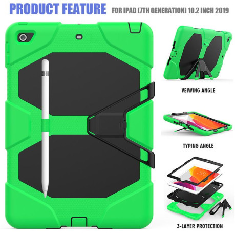 Противоударный чехол Wallet Tablet Case на iPad 9/8/7 10.2 (2019/2020/2021) с держателем для стилуса - зеленый