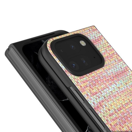 Противоударный чехол Black Frame PU Leather Full Coverage для Google Pixel 9 Pro Fold - розовый