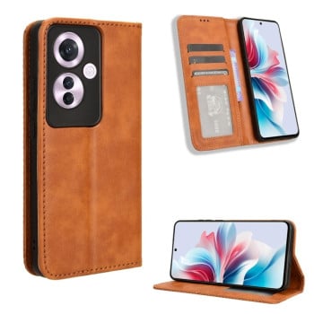 Чохол-книжка Magnetic Buckle Retro Crazy Horse Texture на OPPO Reno11 F 5G / F25 Pro 5G - коричневий