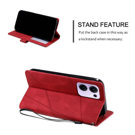 Чохол-книжка Skin Feel Splicing для OPPO Reno13 F/Reno13 FS Global/ 4G India - червоний