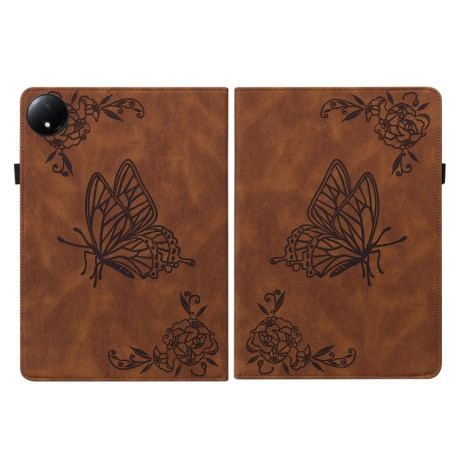 Чохол-книжка Butterfly Flower Embossed Leather на Xiaomi Redmi Pad SE 8.7 - коричневий
