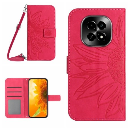 Чехол-книжка Skin Feel Sun Flower для Realme C63 5G - пурпурно-красный