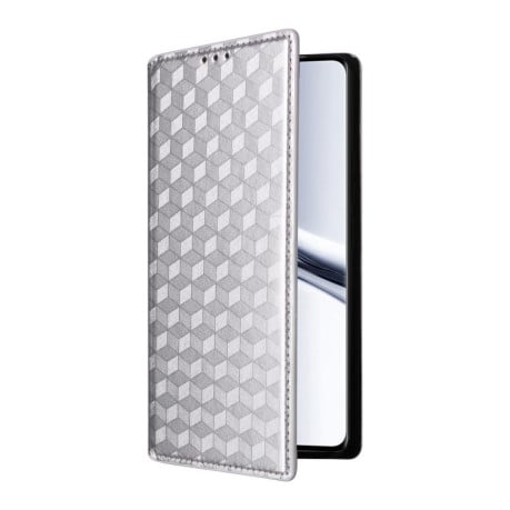 Чохол-книжка Cubic Grid Texture Flip Leather на Xiaomi Redmi Note 15 4G / 5G /Poco M8 15 5G / 4G 164mm / Poco M8 5G — сріблястий