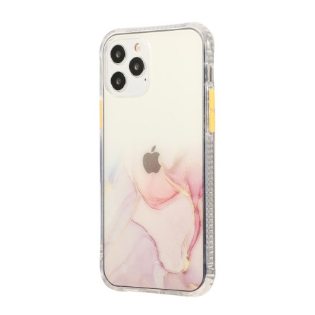 Противоударный чехол Marble Pattern Glittery Powder на iPhone 12 Pro Max - прозрачно-розовый