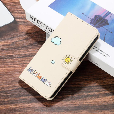 Чохол-книжка Cartoon Cats Leather для OPPO Reno13 5G Global - бежево-білий